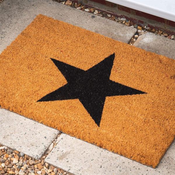 Nicola Spring 60cm X 40cm Black Star Coir Door Mat