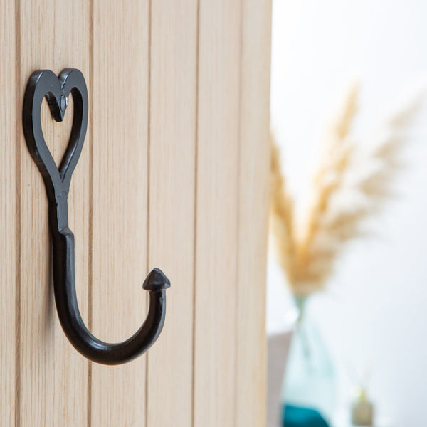 Nicola Spring 65mm X 130mm Black Single Heart Hook