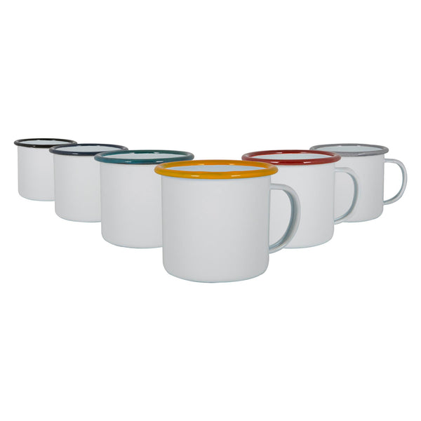 nicola spring 6pc 375ml White Enamel Mugs Set
