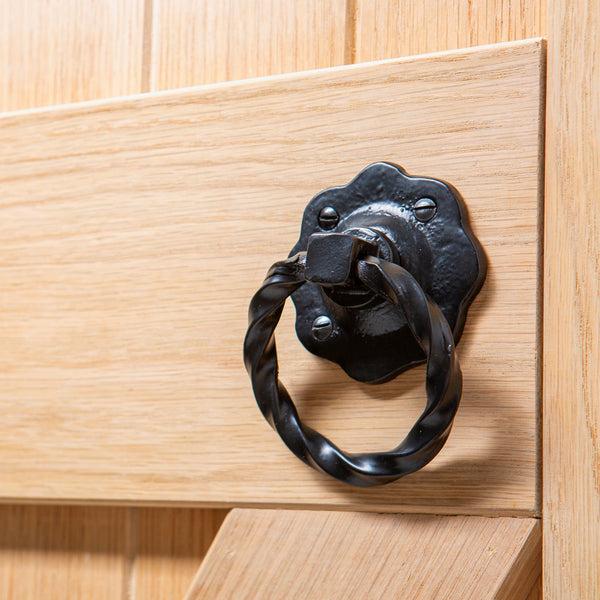 Nicola Spring 75mm Black Twisted Rose Gate Handle