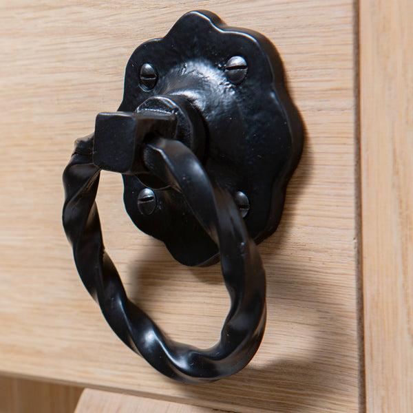 Nicola Spring 75mm Black Twisted Rose Gate Handle