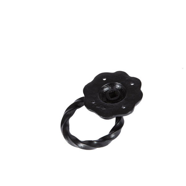 Nicola Spring 75mm Black Twisted Rose Gate Handle