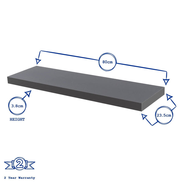 Nicola Spring 80cm Grey Modern Floating Shelf