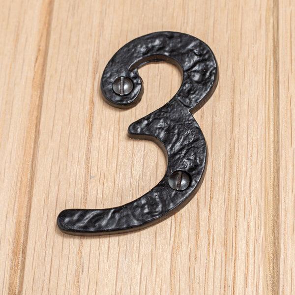 Nicola Spring 80mm Grey Rustic Iron House Number 3
