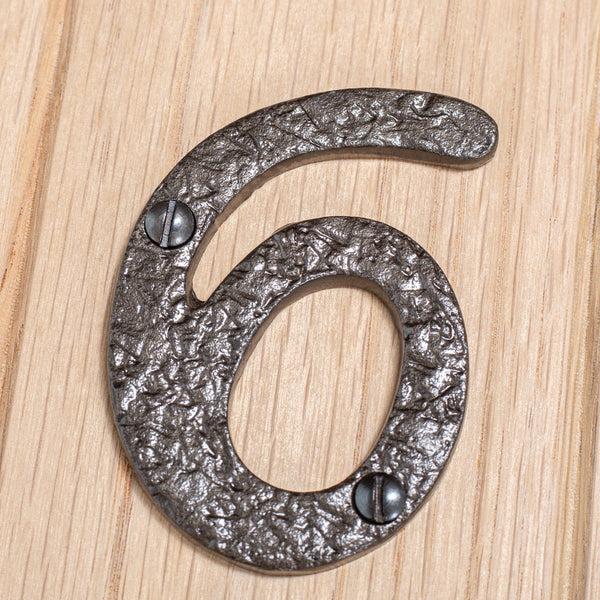 Nicola Spring 80mm Grey Rustic Iron House Number 6