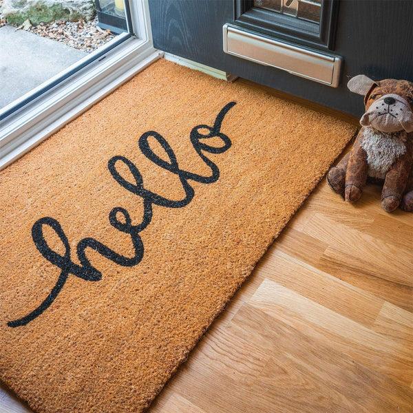Nicola Spring 90cm X 60cm Hello Coir Door Mat