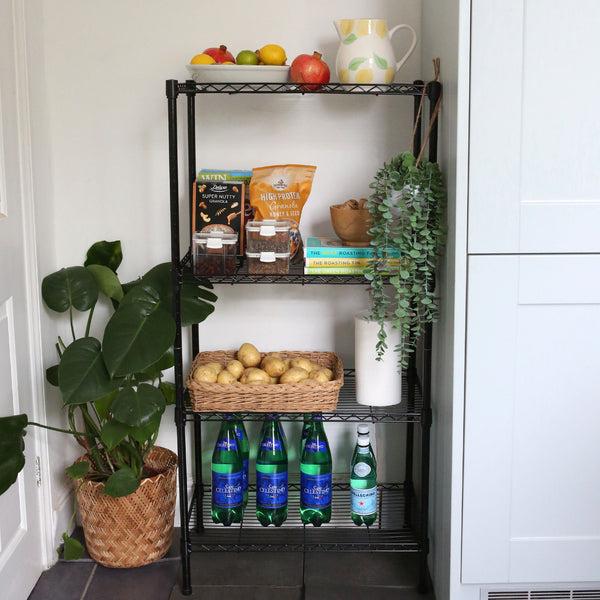 Nicola Spring Adjustable Wire Shelving Unit - Black