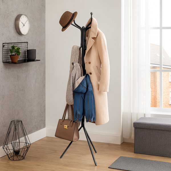 Nicola Spring Black Free-Standing Steel Coat Rack