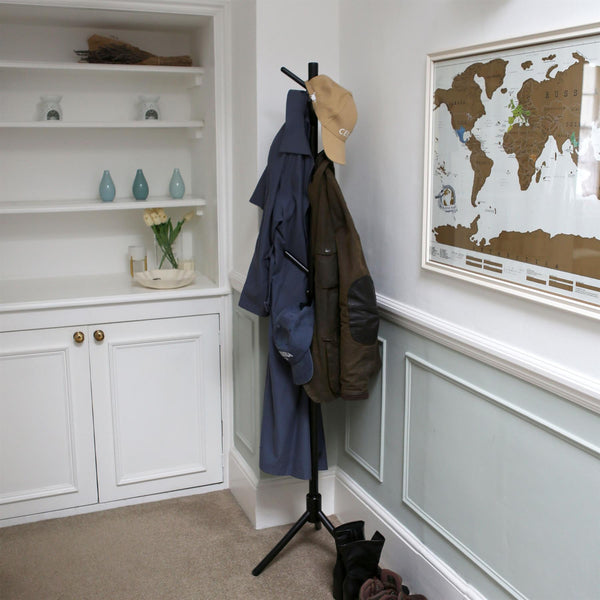 Nicola Spring Black Free-Standing Wooden Coat Rack