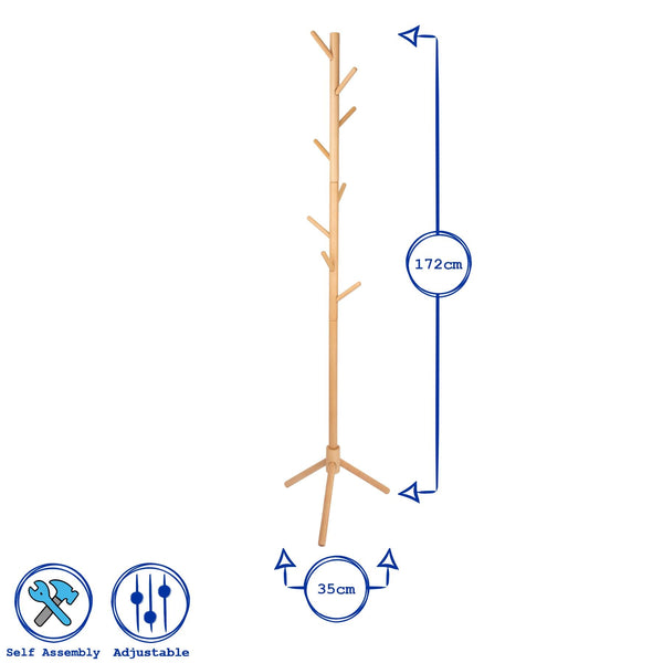 Nicola Spring Black Free-Standing Wooden Coat Rack