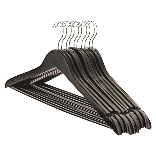 nicola spring Black Wooden Coat Hangers - Pack of 10