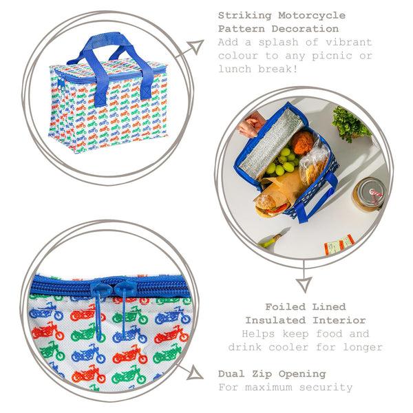 Nicola Spring Blue Motorhead Insulated Lunch Bag