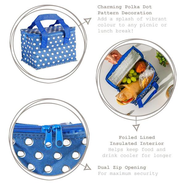 Nicola Spring Blue Polka Insulated Lunch Bag