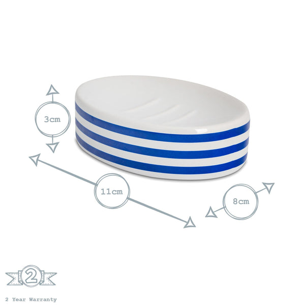 Nicola Spring Blue Stripped Ceramic Soap Dish