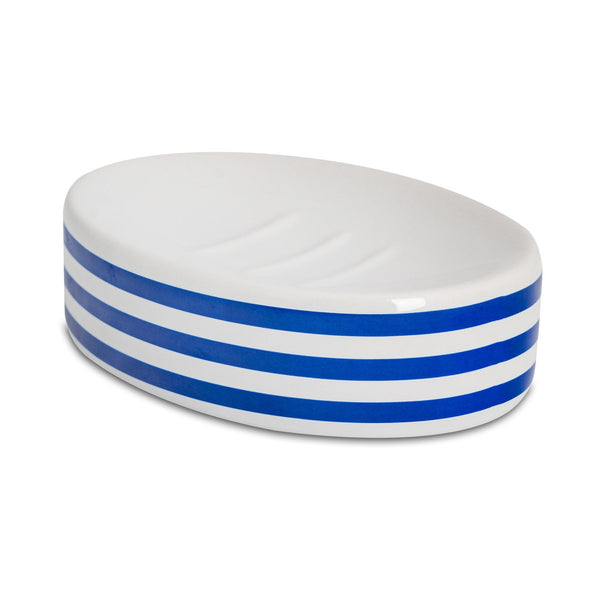 nicola spring Blue Stripped Ceramic Soap Dish