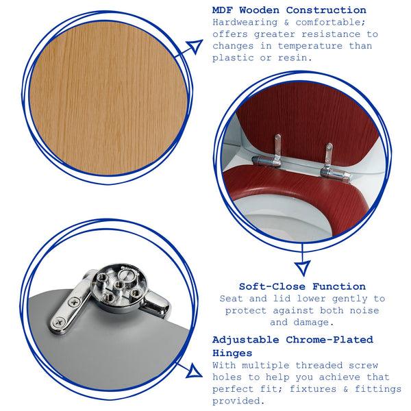 Nicola Spring Brown Soft Close Toilet Seat