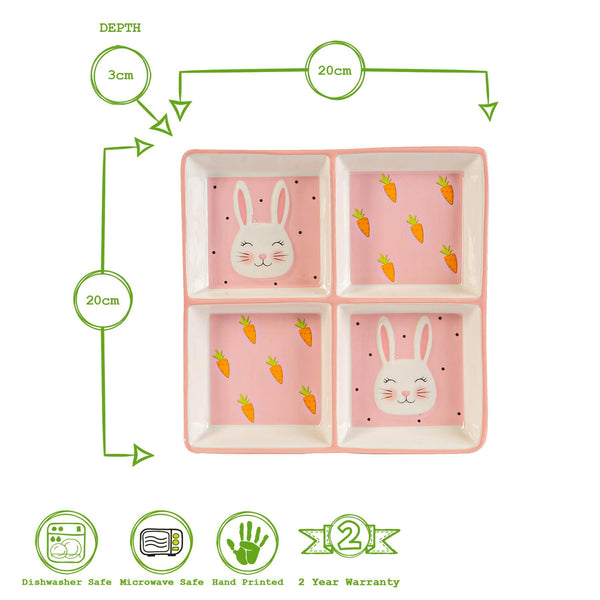 Nicola Spring Bunny Snack Plate - Four Segments