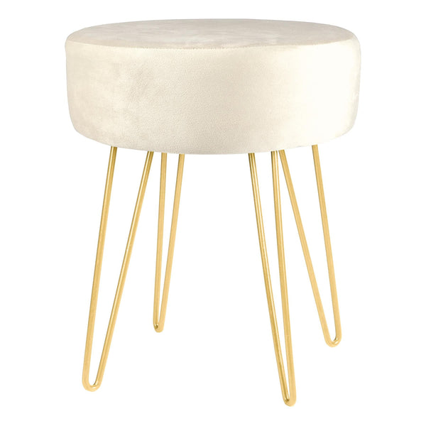 nicola spring Cream Round Velvet Footstool