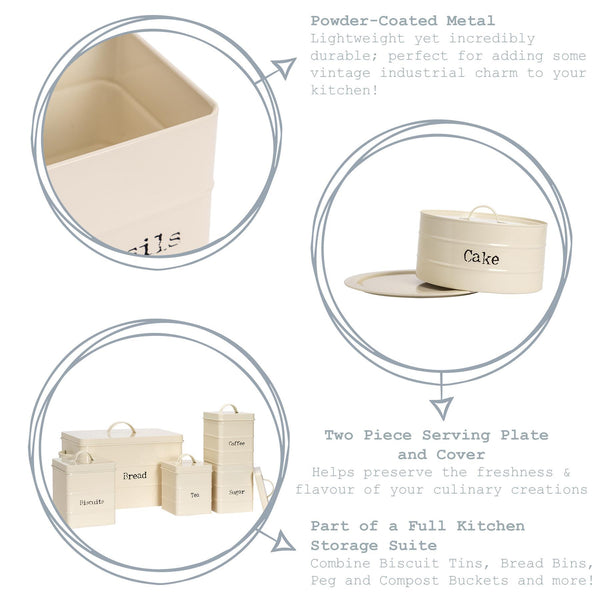 Nicola Spring Cream Vintage Metal Cake Tin