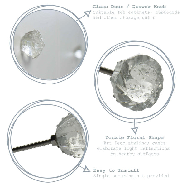 Nicola Spring Flower Glass Door Knob
