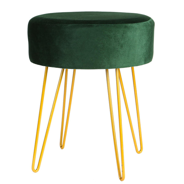 nicola spring Green Round Velvet Footstool