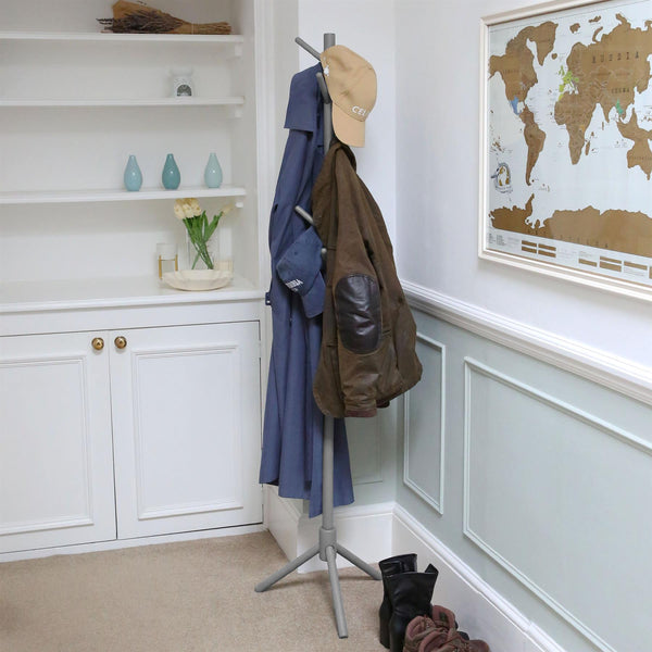 Nicola Spring Grey Free-Standing Wooden Coat Rack