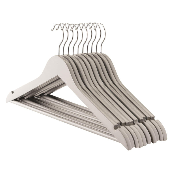 nicola spring Grey Wooden Coat Hangers - Pack of 10