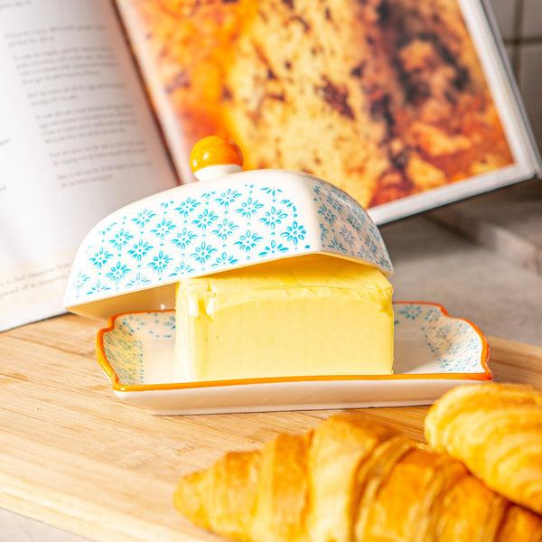 Nicola Spring Hand Printed Stoneware Butter Dish
