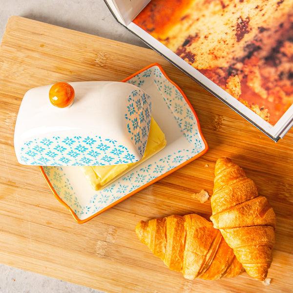 Nicola Spring Hand Printed Stoneware Butter Dish