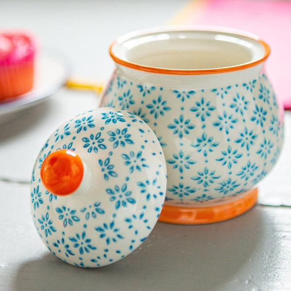 Nicola Spring Hand Printed Stoneware Sugar Bowl