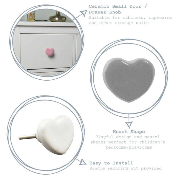 Nicola Spring Heart Ceramic Cabinet Knob