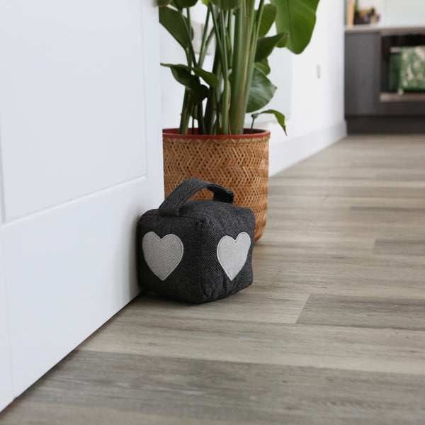 Nicola Spring Heart Herringbone Door Stop