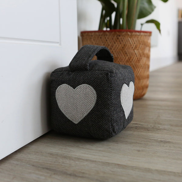 Nicola Spring Heart Herringbone Door Stop