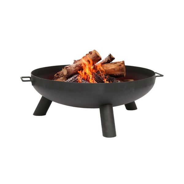 nicola spring Large Round Iron Fire Pit - 68cm - Black
