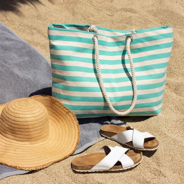 Nicola Spring Large Striped Canvas Tote Beach Bag