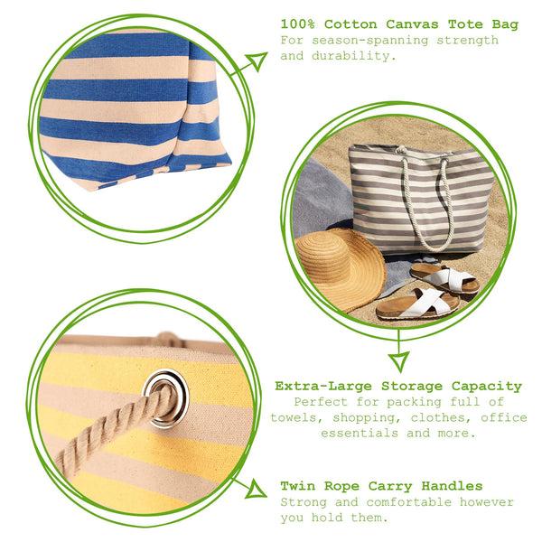 Nicola Spring Large Striped Canvas Tote Beach Bag