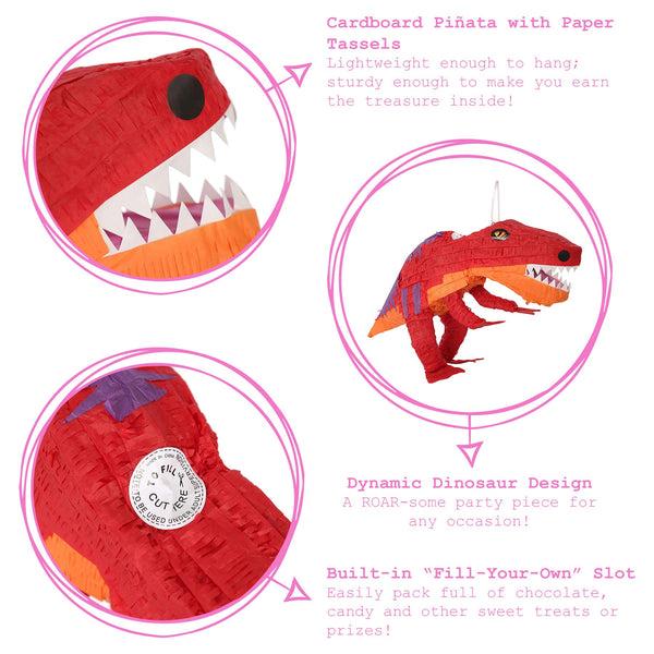 Nicola Spring Large T-Rex Pinata & Blindfold Set - Red