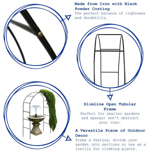 Nicola Spring Metal Garden Arbour Arch - 2.4M X 1.4M