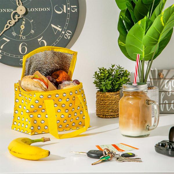 Nicola Spring Mustard Polka Insulated Lunch Bag