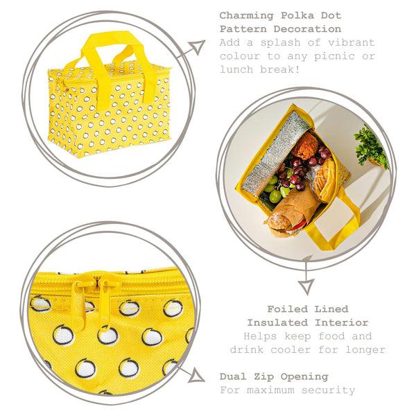 Nicola Spring Mustard Polka Insulated Lunch Bag