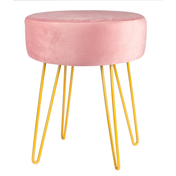 nicola spring Pink Round Velvet Footstool
