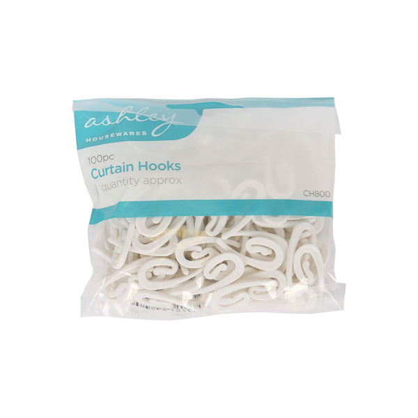 Nicola Spring Plastic Curtain Hooks - White