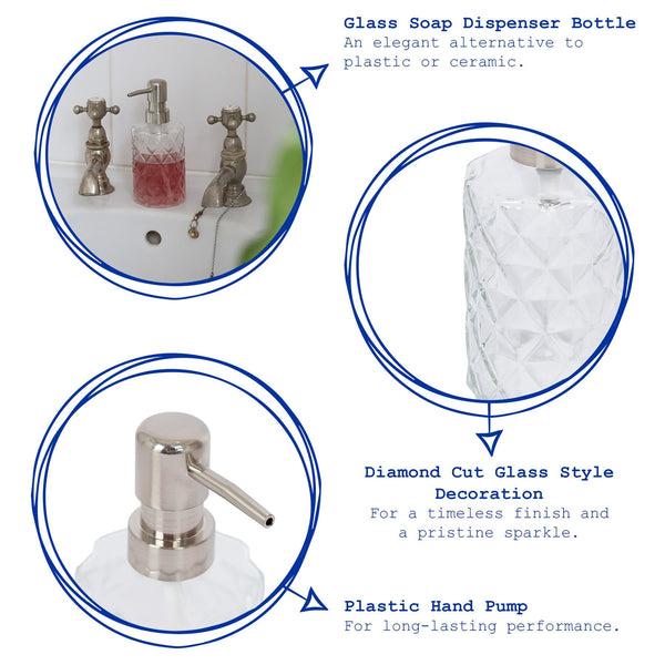 Nicola Spring Prism Glass Soap Dispenser - 330ml