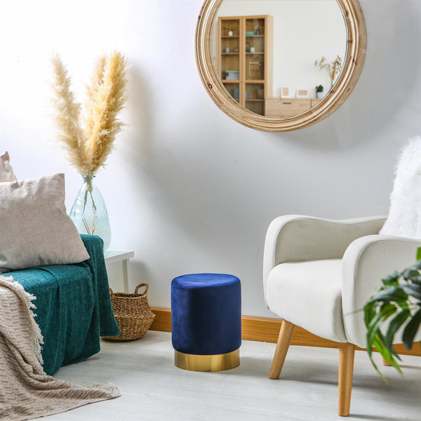 Nicola Spring Round Velvet Footstool