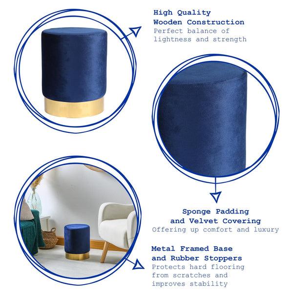 Nicola Spring Round Velvet Footstool