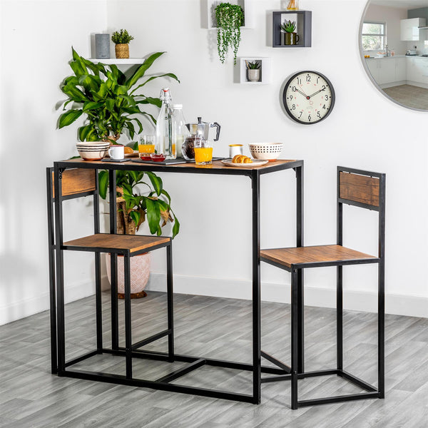 Nicola Spring Two-Seater Brown Breakfast Bar Set