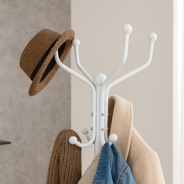 Nicola Spring White Free-Standing Steel Coat Rack