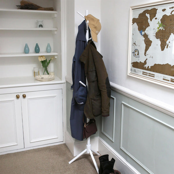 Nicola Spring White Free-Standing Wooden Coat Rack
