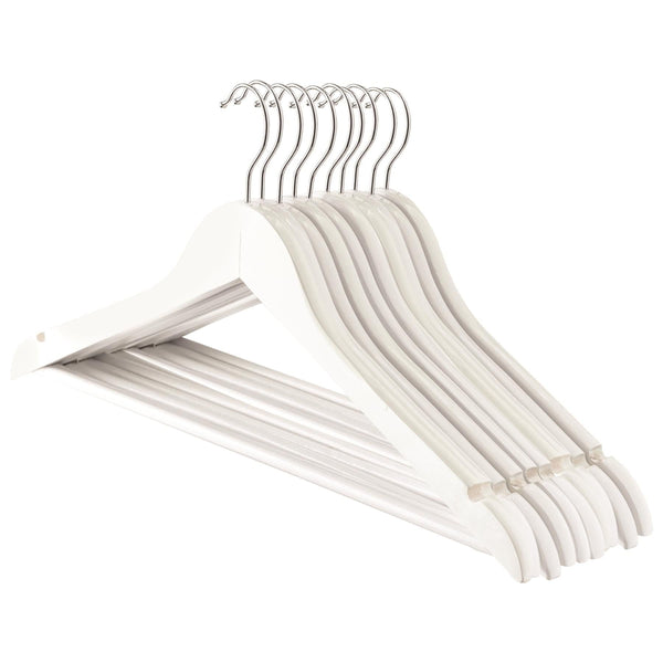 nicola spring White Wooden Coat Hangers - Pack of 10