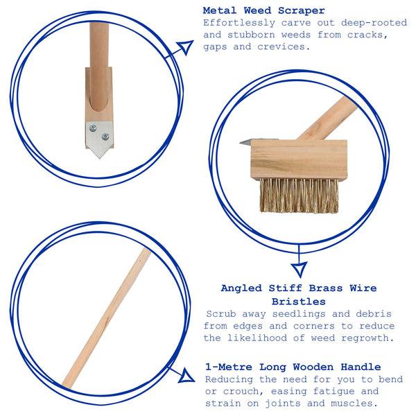 Nicola Spring Wooden Long Handle Weed Brush - 120cm